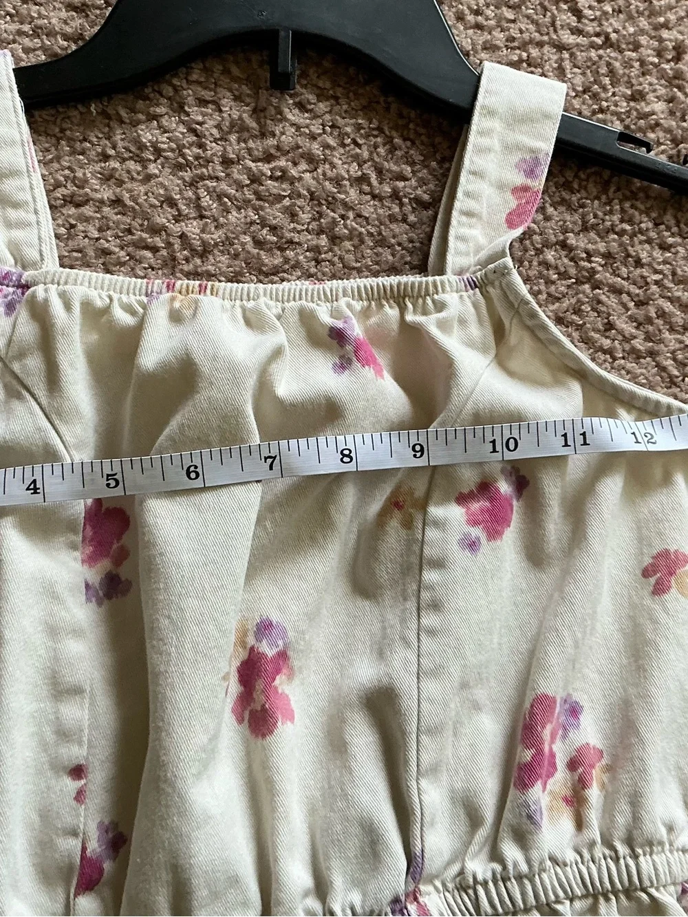 Oshkosh B’Gosh Girls Size 8/8A Floral Wide Leg Jumpsuit Cream Pink Pockets